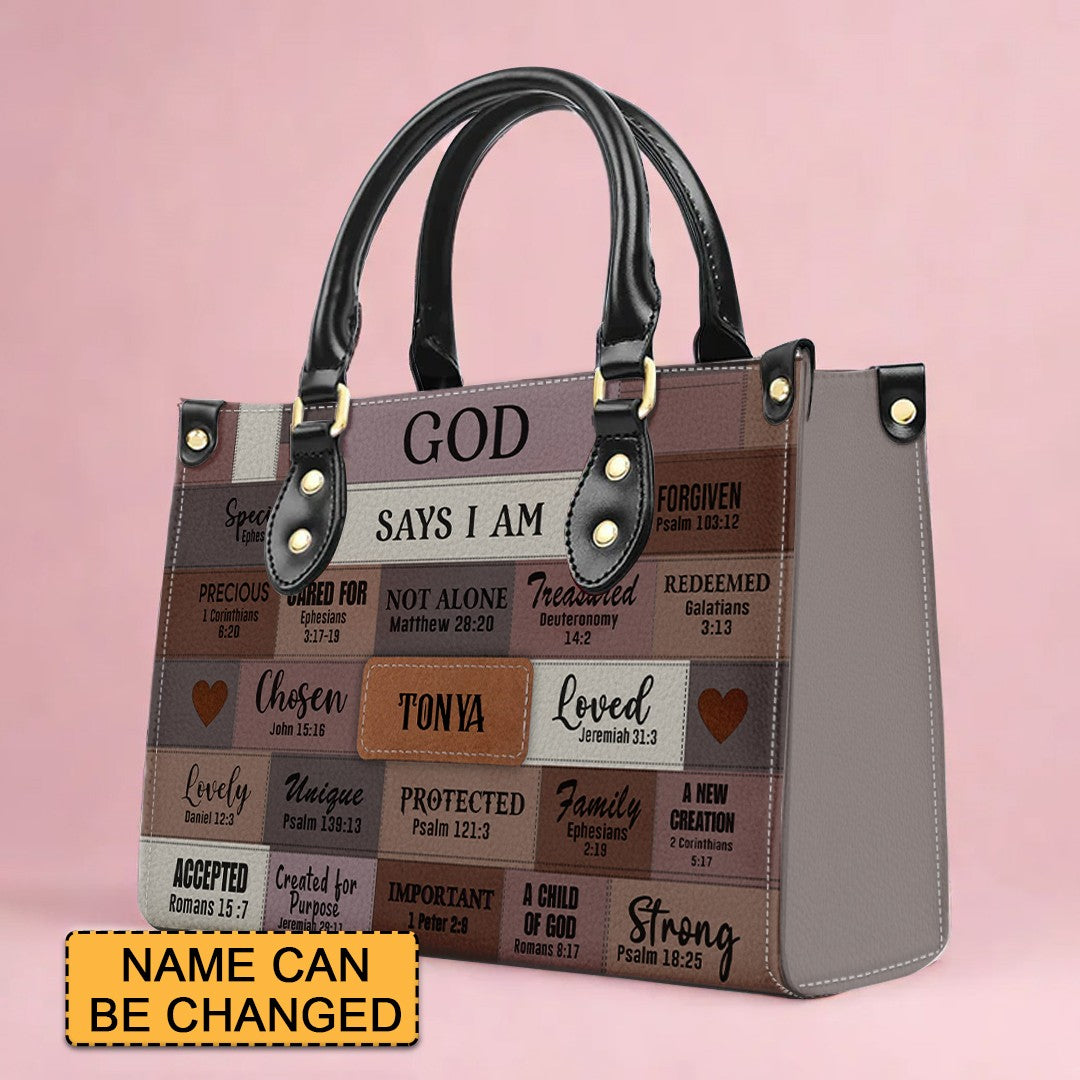 Christianartbag Handbags, God Says I Am Leather Handbag, Personalized Bags, Gifts for Women, Christmas Gift, CABLTB0117724.