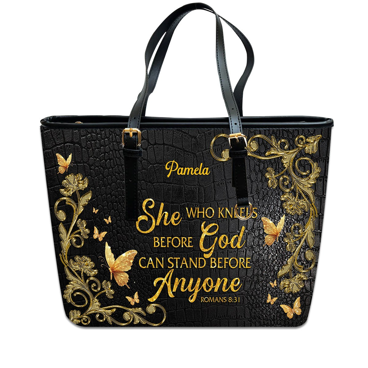 CHRISTIANARTBAG Handbags - She Who Kneels Before GOD - Custom Bible Verses Name & Color - Personalized Leather Handbag - CABLTB01040625