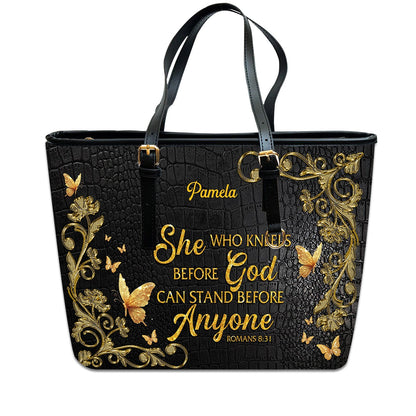 CHRISTIANARTBAG Handbags - She Who Kneels Before GOD - Custom Bible Verses Name & Color - Personalized Leather Handbag - CABLTB01040625