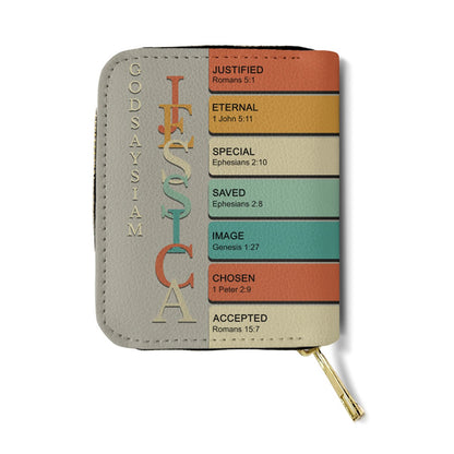 Personalized Mini Leather Wallet with Bible Verse Name Meaning | CHRISTIANARTBAG