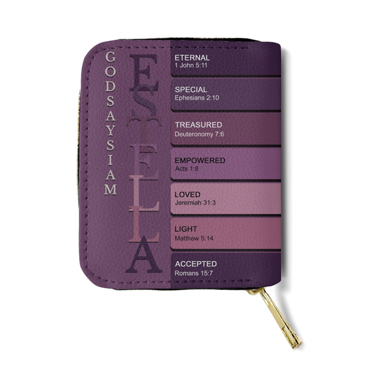 Personalized Mini Leather Wallet with Bible Verse Name Meaning | CHRISTIANARTBAG