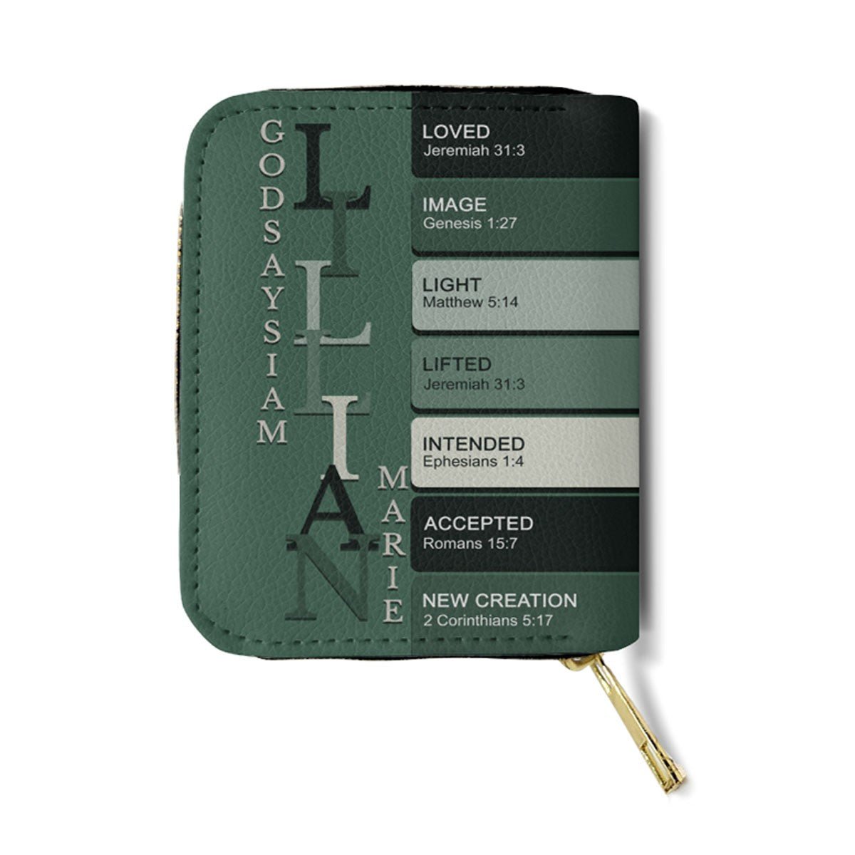 Personalized Mini Leather Wallet with Bible Verse Name Meaning | CHRISTIANARTBAG