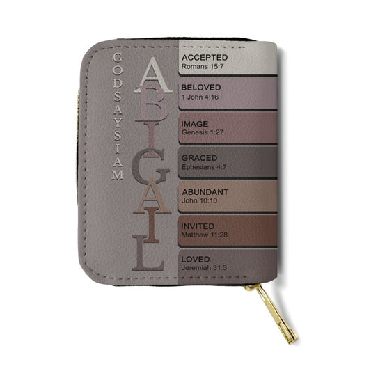 Personalized Mini Leather Wallet with Bible Verse Name Meaning | CHRISTIANARTBAG