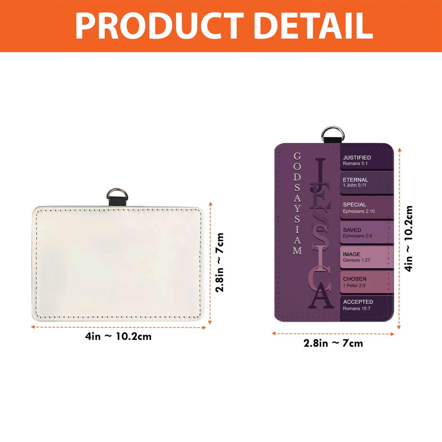 Personalized Leather Badge Holder with Bible Verses – Christian Name ID Tag for Nurses, Teachers & Professionals - CAB02051525