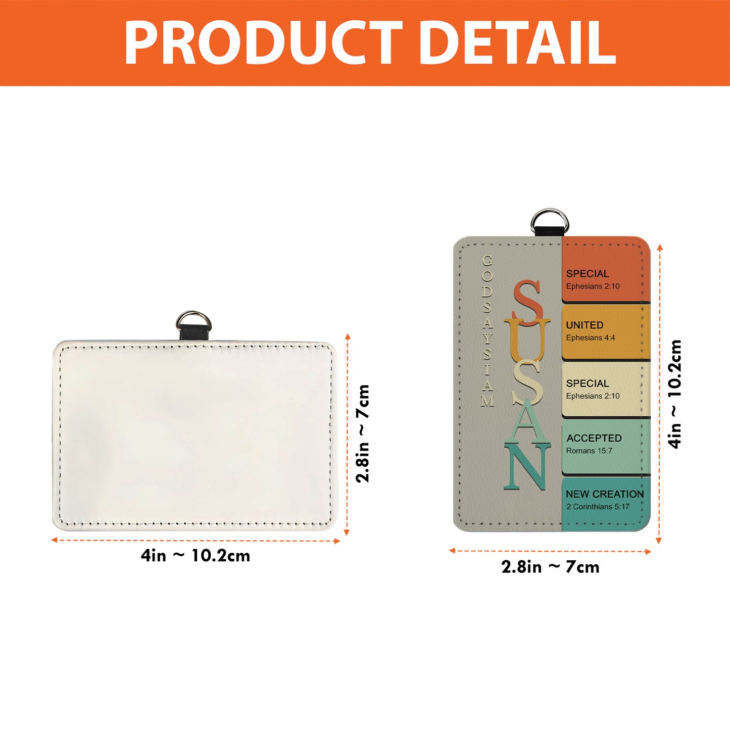 Personalized Leather Badge Holder with Bible Verses – Christian Name ID Tag for Nurses, Teachers & Professionals - CAB02051525