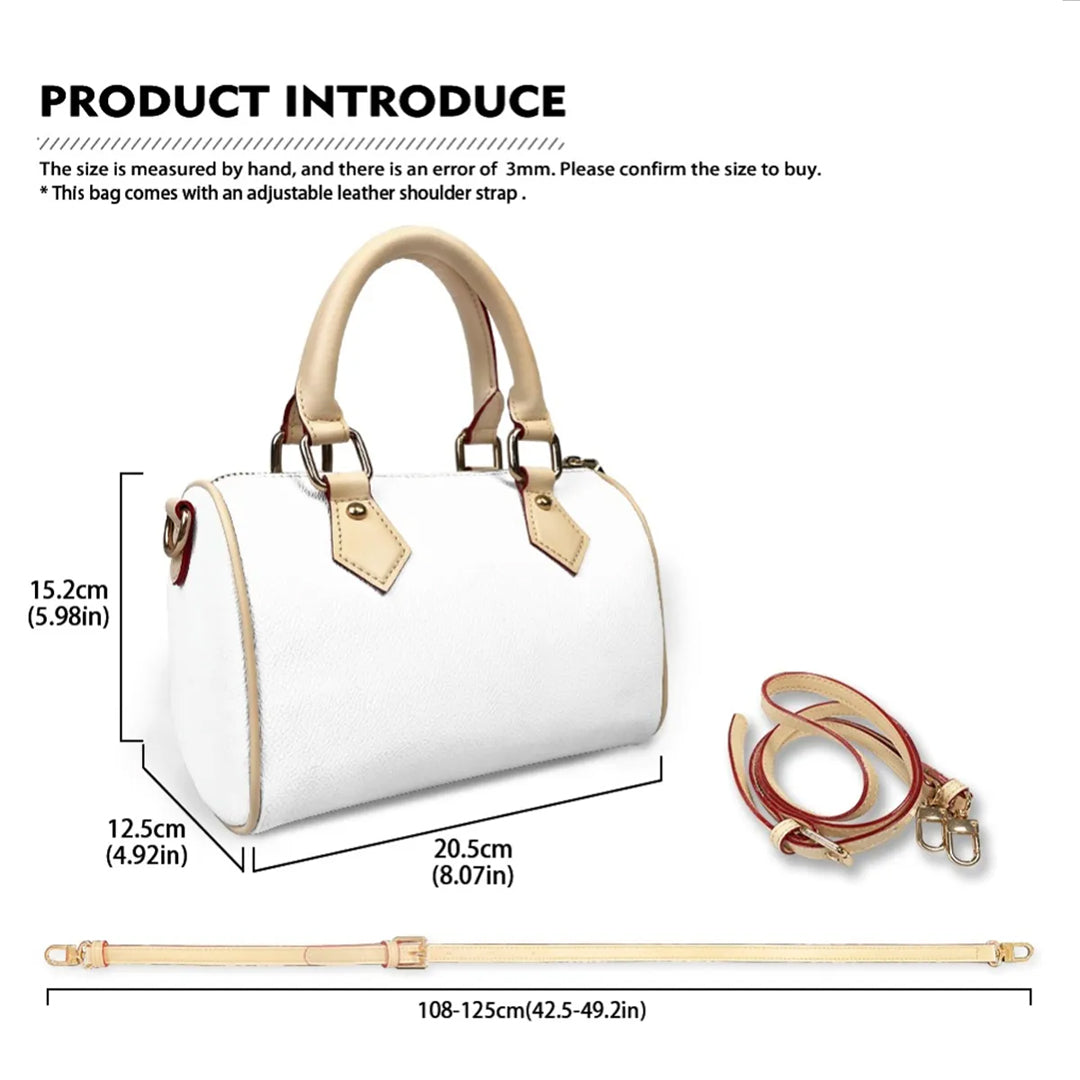 Personalized Classic Barrel-Shaped Leather Handbag - Personalized Christian Purse with Name & Scripture - CABLTB01020725