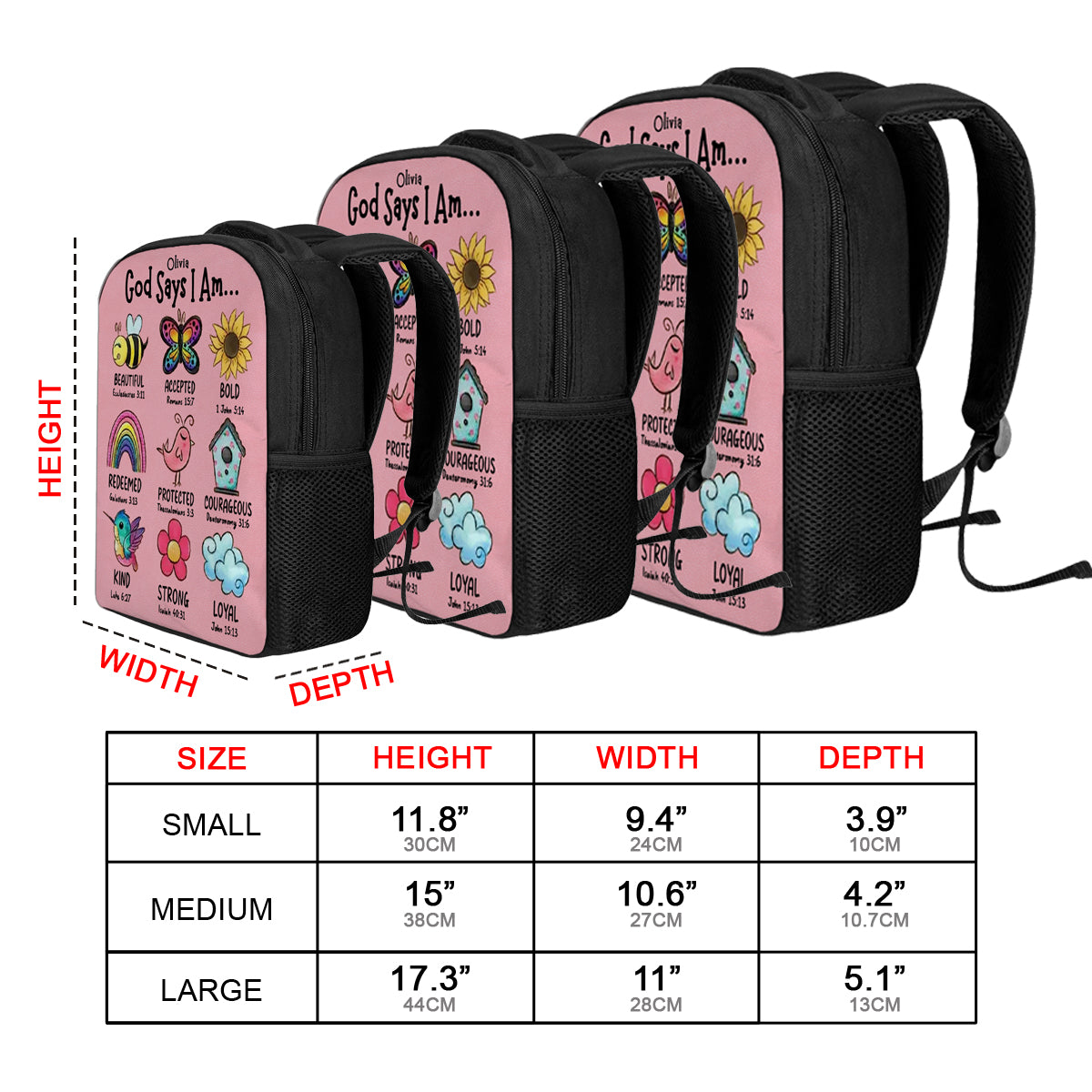 Personalized Christian Backpacks for Kids with Bible Verses – God Says I Am Collection