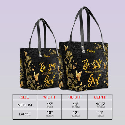 She Who Kneels Before GOD - Custom Bible Verses Name & Color - Personalized Christian Leather Tote – Free Clutch Purse Gift | CHRISTIANARTBAG