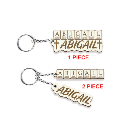 CHRISTIANARTBAG Personalized Christian Keychain - Uncover the sacred meaning of your name – Custom Name & Bible Verse Wood Gift