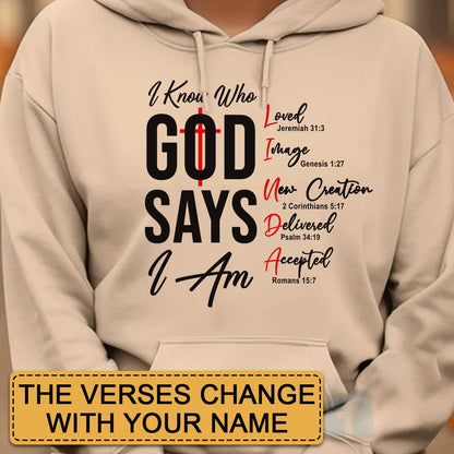 CHRISTIANARTBAG Personalized Sweatshirt : Uncover the sacred meaning of your name - I Know Who GOD Says I Am - Personalized T-Shirt - CAB01280425