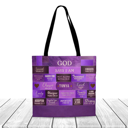 Christianartbag Handbags, God Says I Am Leather Handbag Purple, Personalized Bags, Gifts for Women, Christmas Gift, CABLTB02240923. - Christian Art Bag