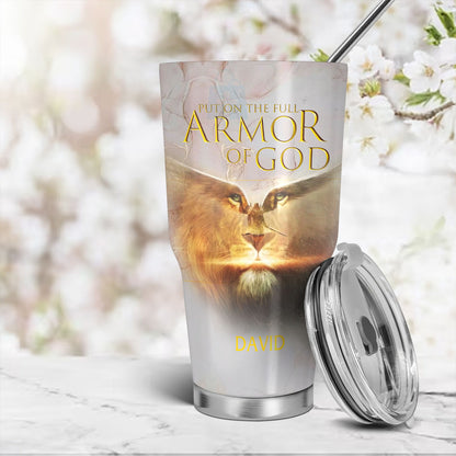 Christianartbag Drinkware, Put On The Full Armor Of God Personalized Tumbler, Personalized Mug, White Rock Tumbler, Christian Gift, CABTB04170823. - Christian Art Bag