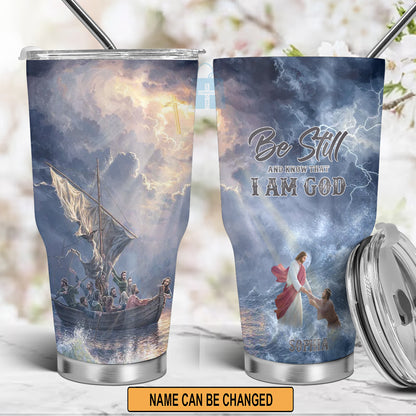 Christianartbag Drinkware, Jesus In The Storm At Sea Personalized Tumbler With Handle, Personalized Tumbler With Handle, Tumbler With Handle, Christmas Gift, CAB04280823 - Christian Art Bag