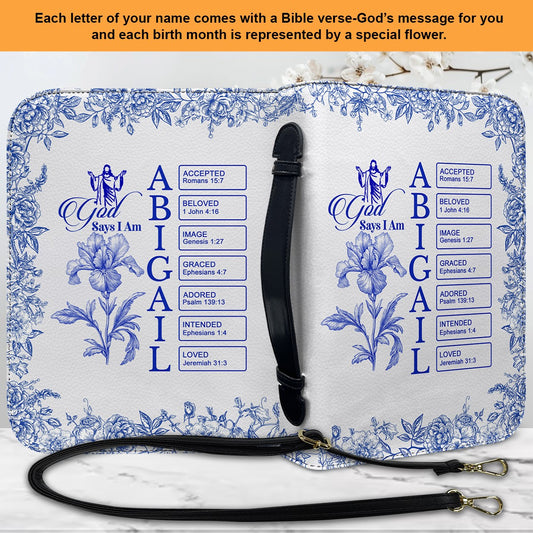 Personalized Bible Cover with Name Letters, Bible Verses & Birth Month Flowers – CHRISTIANARTBAG