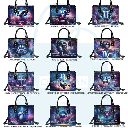 Customizable Astrological Elegance Leather Handbag – Tailor-Made by CHRISTIANARTBAG for Your Zodiac Sign