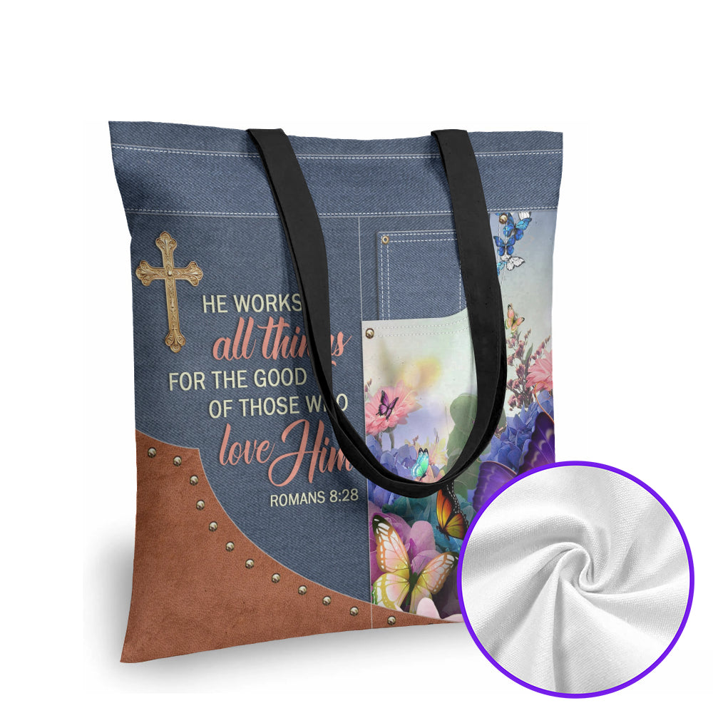 Christianartbag Handbag, He Works All Things For The Good Of Those Who Love Him Romans 8:28, Personalized Gifts, Gifts for Women, Christmas Gift.