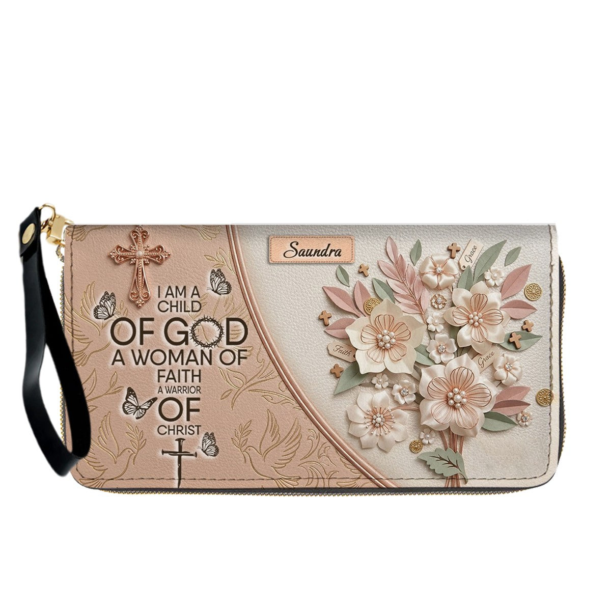 CHRISTIANARTBAG Personalized Leather Handbag and Wallet Set | Beige Custom Name Cross Purse & Long Wristlet Clutch CAB01061626