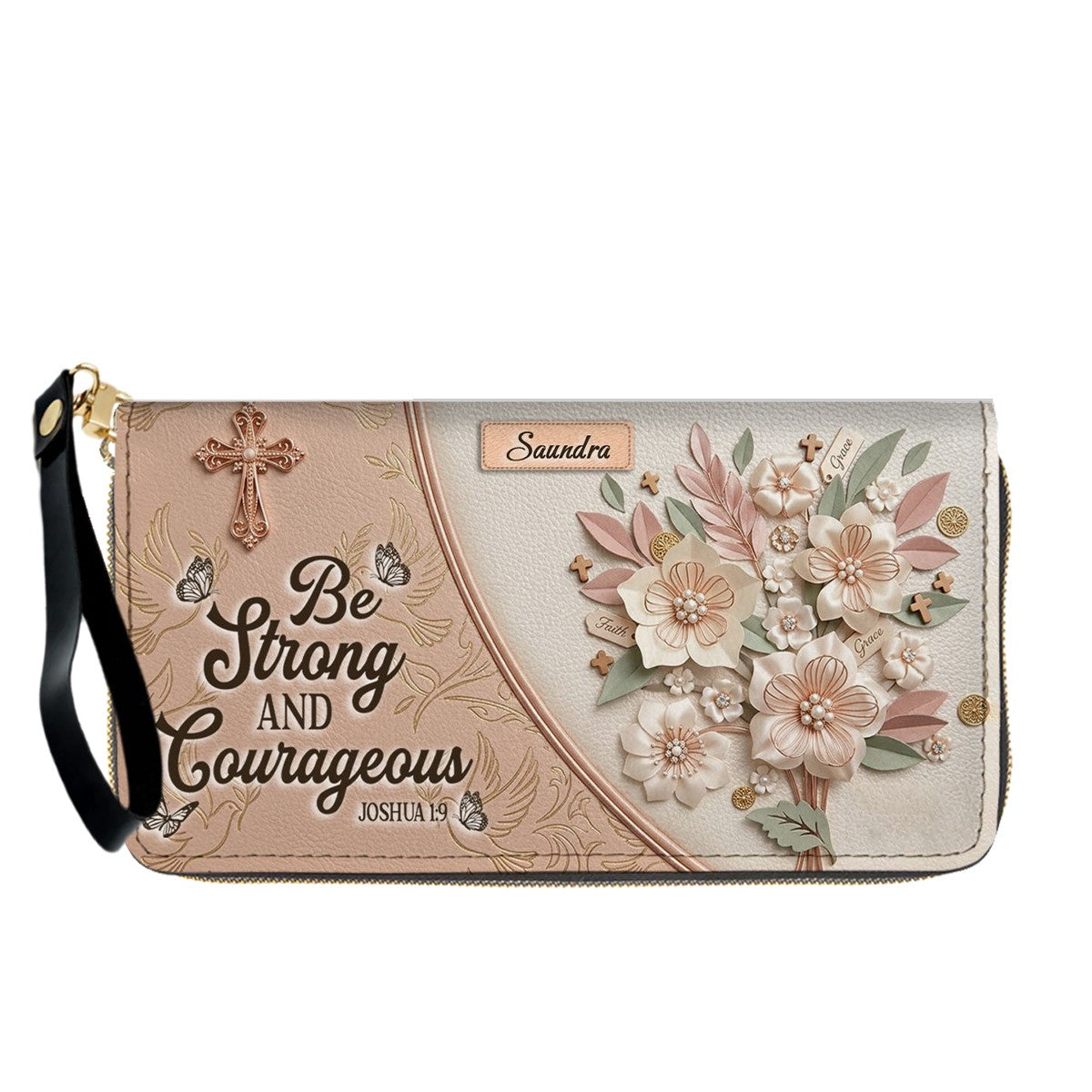 CHRISTIANARTBAG Personalized Leather Handbag and Wallet Set | Beige Custom Name Cross Purse & Long Wristlet Clutch CAB01061626