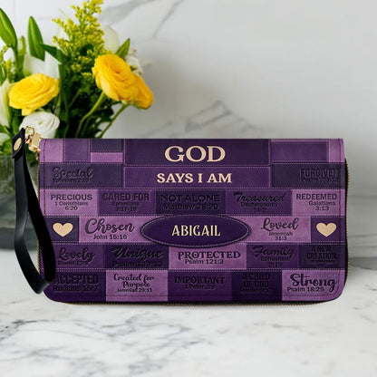Christian Art Bag God Says I Am Personalized Handbag | Custom Scripture Leather Tote & Purse Set | Faith Based Religious Gifts for Her CAB01062626
