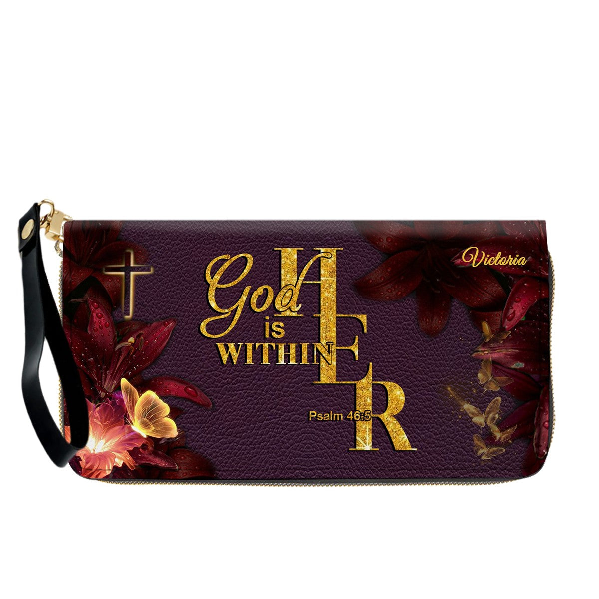 Set Personalized Leather Handbag With Long Wallet – Custom Name & Bible Verse | Burgundy Christian Gift for Women – CHRISTIANARTBAG