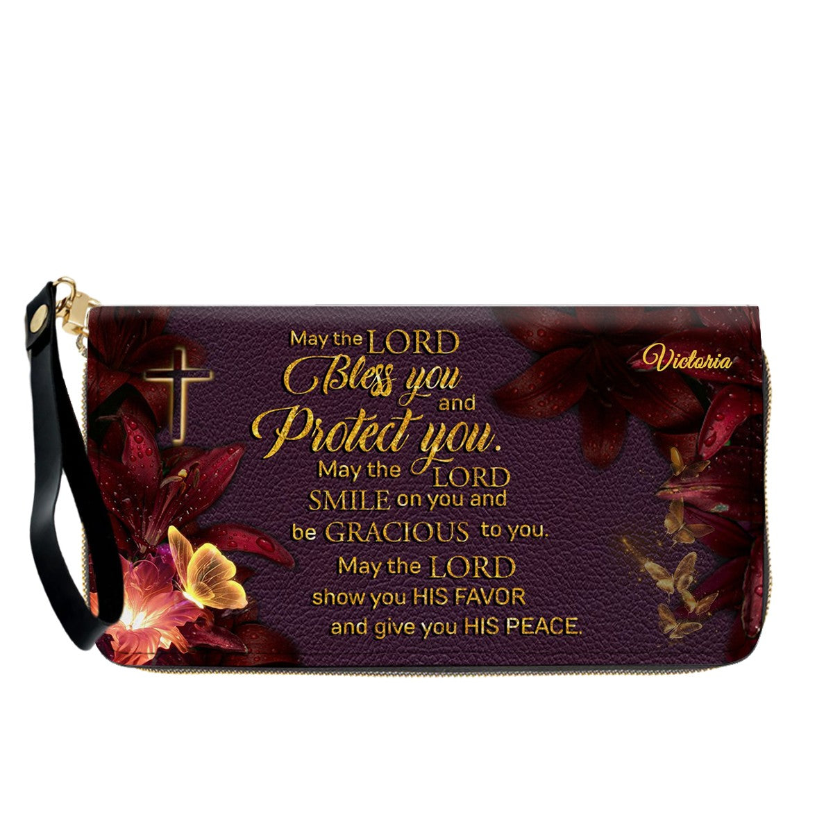 Set Personalized Leather Handbag With Long Wallet – Custom Name & Bible Verse | Burgundy Christian Gift for Women – CHRISTIANARTBAG