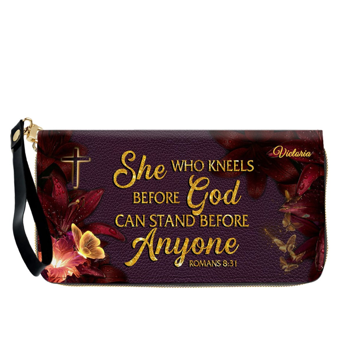 Set Personalized Leather Handbag With Long Wallet – Custom Name & Bible Verse | Burgundy Christian Gift for Women – CHRISTIANARTBAG