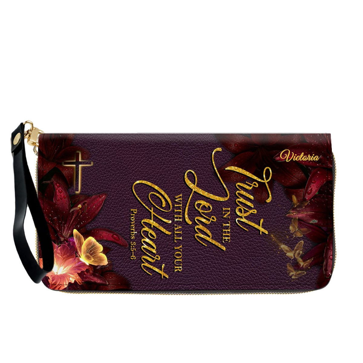 Set Personalized Leather Handbag With Long Wallet – Custom Name & Bible Verse | Burgundy Christian Gift for Women – CHRISTIANARTBAG