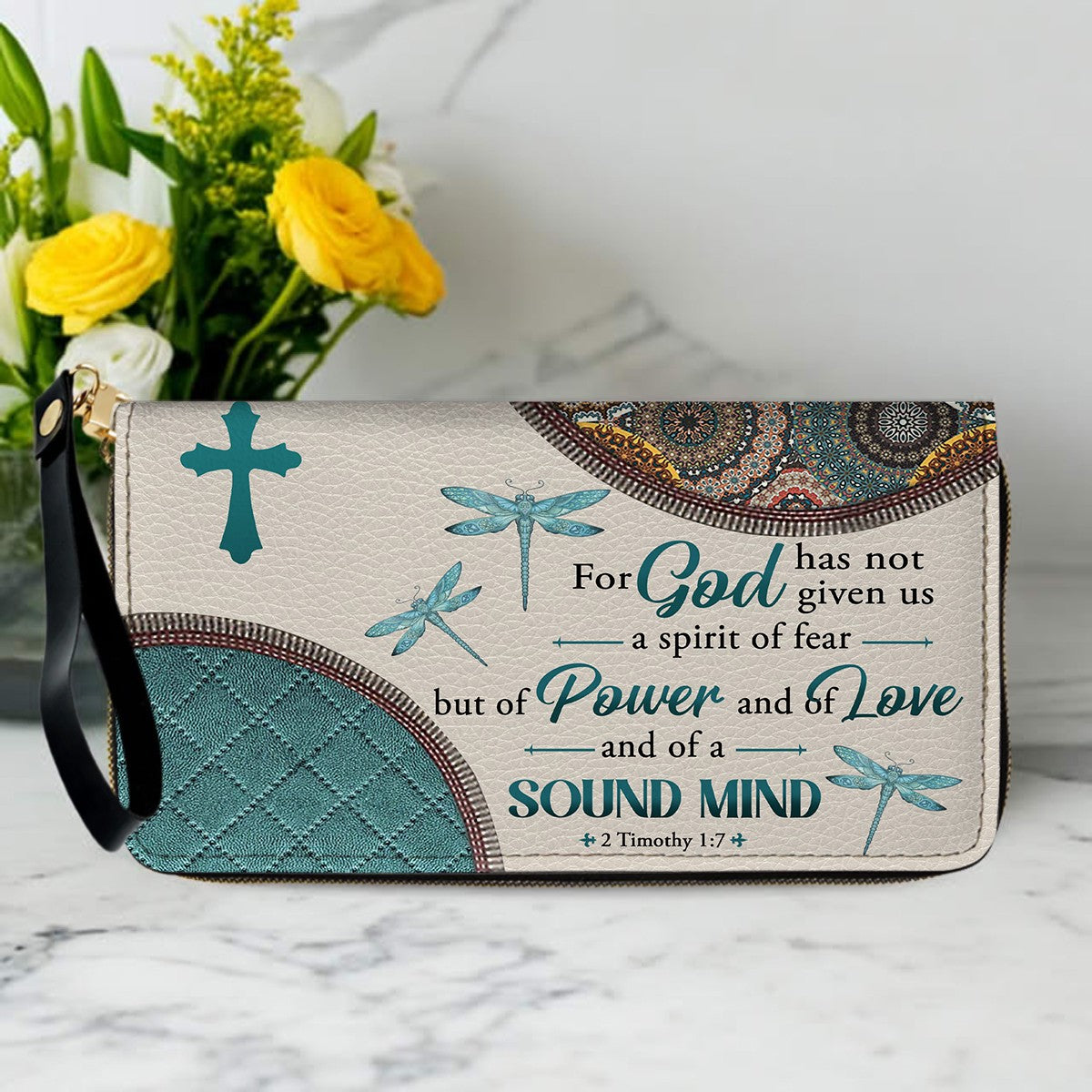 Christianart Designer Handbags, For God Has Not Given Us A Spirit Of Fear 2 Timothy 1 7 Dragonfly Mandala, Personalized Gifts, Gifts for Women.