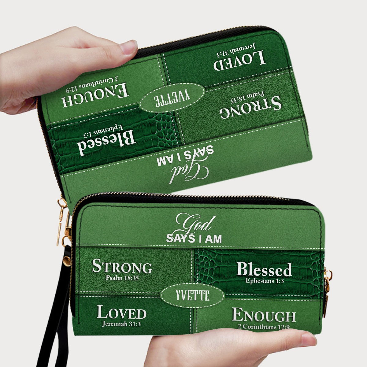 Personalized “God Says I Am” Leather Handbag for Christian Women – Custom Name & Color | CHRISTIANARTBAG 0111725