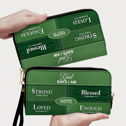 Personalized “God Says I Am” Leather Handbag for Christian Women – Custom Name & Color | CHRISTIANARTBAG 0111725