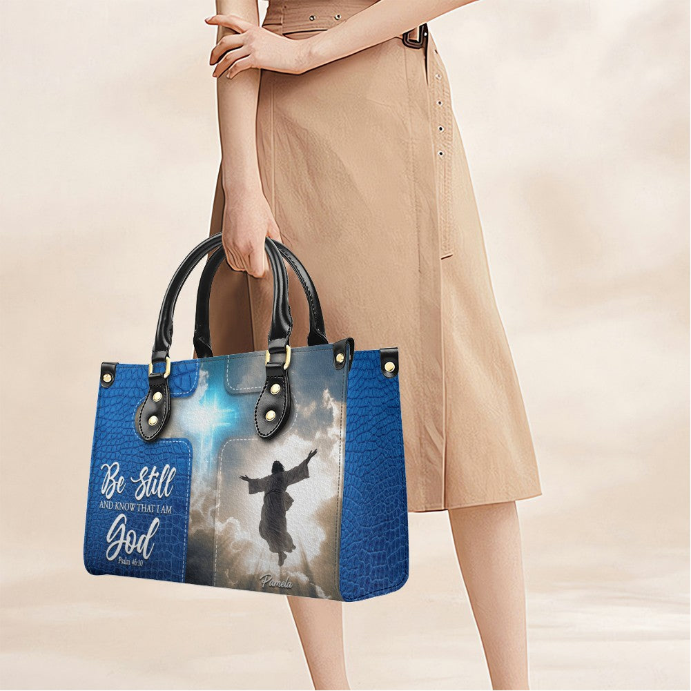 Personalized Leather Handbag for Women – Custom Name Christian Tote Bag with Bible Verse – CHRISTIANARTBAG