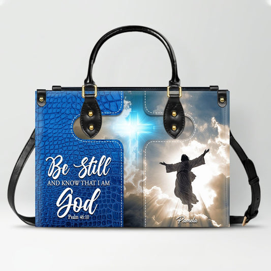 Personalized Leather Handbag for Women – Custom Name Christian Tote Bag with Bible Verse – CHRISTIANARTBAG