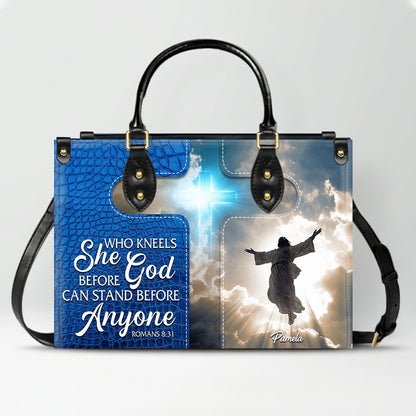 Personalized Leather Handbag for Women – Custom Name Christian Tote Bag with Bible Verse – CHRISTIANARTBAG