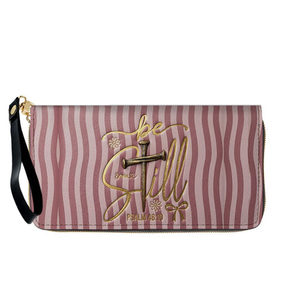 Personalized Be Still Psalm 46:10 Cross Leather Handbag for Women - CHRISTIANARTBAG | Custom Faith Purse in Pink CAB01101026