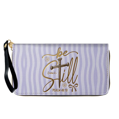 Personalized Be Still Psalm 46:10 Cross Leather Handbag for Women - CHRISTIANARTBAG | Custom Faith Purse in Pink CAB01101026