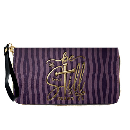 Personalized Be Still Psalm 46:10 Cross Leather Handbag for Women - CHRISTIANARTBAG | Custom Faith Purse in Pink CAB01101026