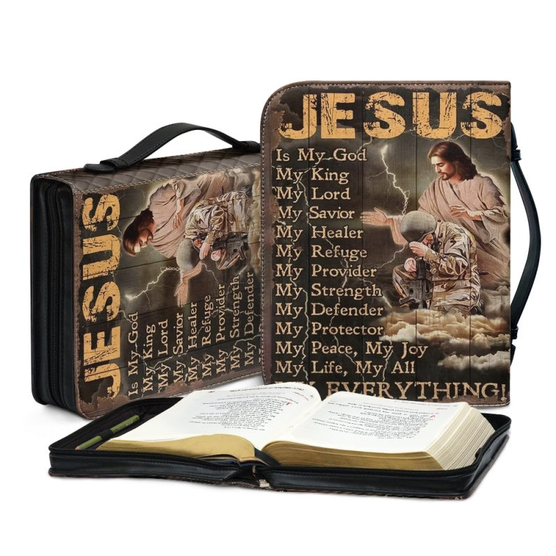 Christianartbag Bible Cover, Jesus Is My GOD Bible Cover, Personalized Bible Cover, Christ Cross Lion Bible Cover, Christian Gifts, CAB12081123. - Christian Art Bag