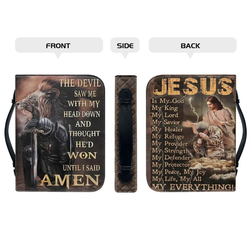 Christianartbag Bible Cover, Jesus Is My GOD Bible Cover, Personalized Bible Cover, Christ Cross Lion Bible Cover, Christian Gifts, CAB12081123. - Christian Art Bag