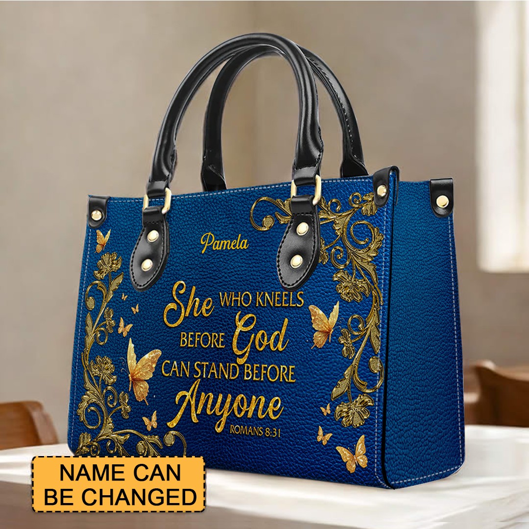 CHRISTIANARTBAG Handbags - She Who Kneels Before GOD - Custom Bible Verses Name & Color - Personalized Leather Handbag - CABLTB01040625