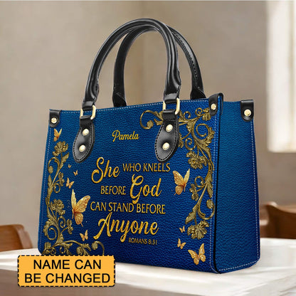 CHRISTIANARTBAG Handbags - She Who Kneels Before GOD - Custom Bible Verses Name & Color - Personalized Leather Handbag - CABLTB01040625