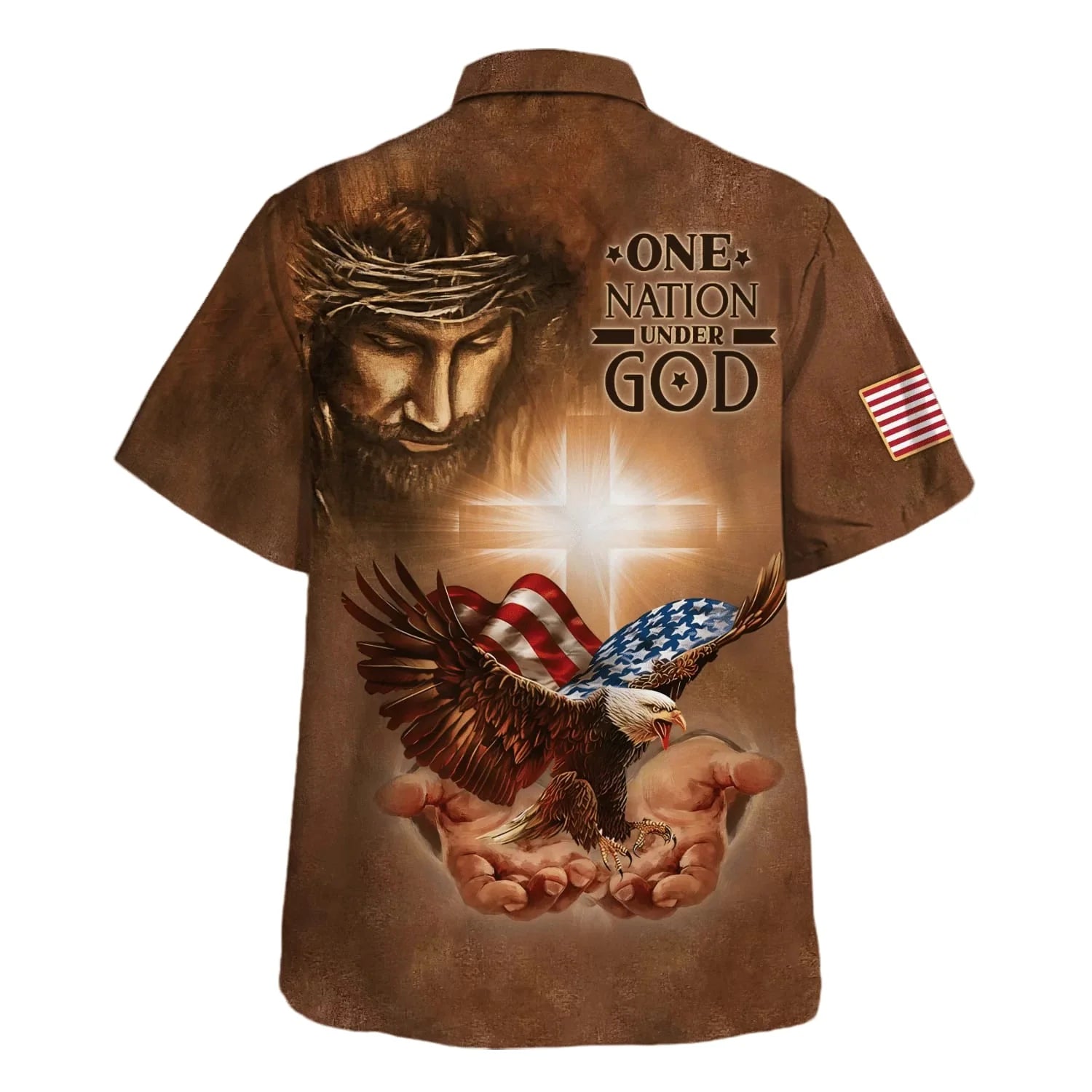 Christianartbag Hawaiian Shirt, One Nation Under God Jesus Holy In Hand Eagle Hawaiian Shirts, Christian Hawaiian Shirts For Men & Women. - Christian Art Bag
