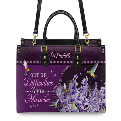 Christianartbag Handbags, Out Of Difficulties Grow Miracles 1 Peter 5 10 Hummingbird Lavender, Handbag Design, Monogram Leather Handbag, Gifts for Women, CABLTB07271223. - Christian Art Bag