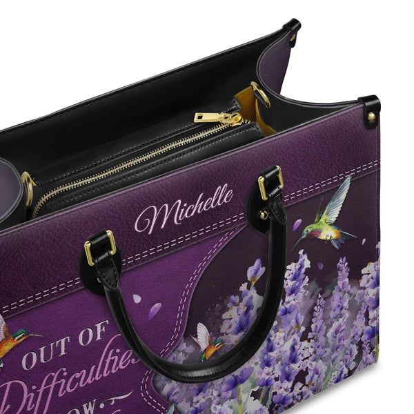 Christianartbag Handbags, Out Of Difficulties Grow Miracles 1 Peter 5 10 Hummingbird Lavender, Handbag Design, Monogram Leather Handbag, Gifts for Women, CABLTB07271223. - Christian Art Bag