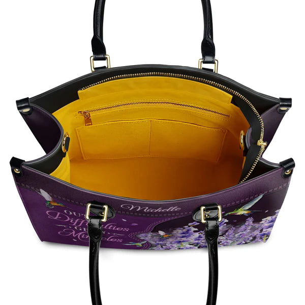 Christianartbag Handbags, Out Of Difficulties Grow Miracles 1 Peter 5 10 Hummingbird Lavender, Handbag Design, Monogram Leather Handbag, Gifts for Women, CABLTB07271223. - Christian Art Bag