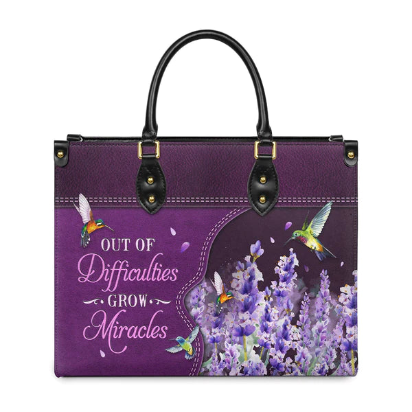 Christianartbag Handbags, Out Of Difficulties Grow Miracles 1 Peter 5 10 Hummingbird Lavender, Handbag Design, Monogram Leather Handbag, Gifts for Women, CABLTB07271223. - Christian Art Bag