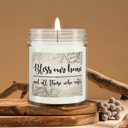 Christianartbag Candles, Bless Our Home And All Those Who Enter, Christian Candles, Bible Verse Candles, Natural Candle, Soy Wax Candle 9oz, Christmas Gift. - Christian Art Bag