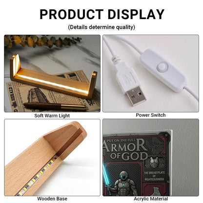 CHRISTIANARTBAG Personalized Armor of God Acrylic LED Light - Custom Tactical Christian Desk Decor, Sci-Fi Faith Gift for Son, Husband, Men