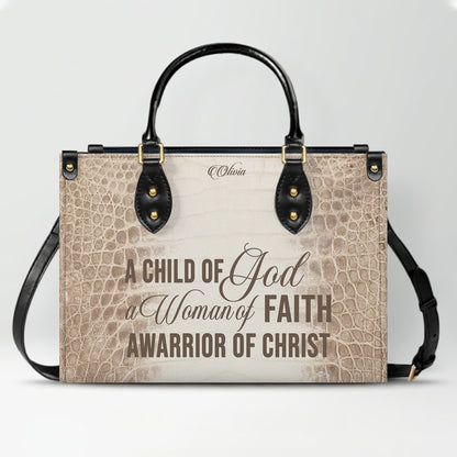 Personalized Christian Leather Handbag by CHRISTIANARTBAG – Custom Bible Verse Albino Alligator Purse, Faith-Inspired Luxury Gift for Women