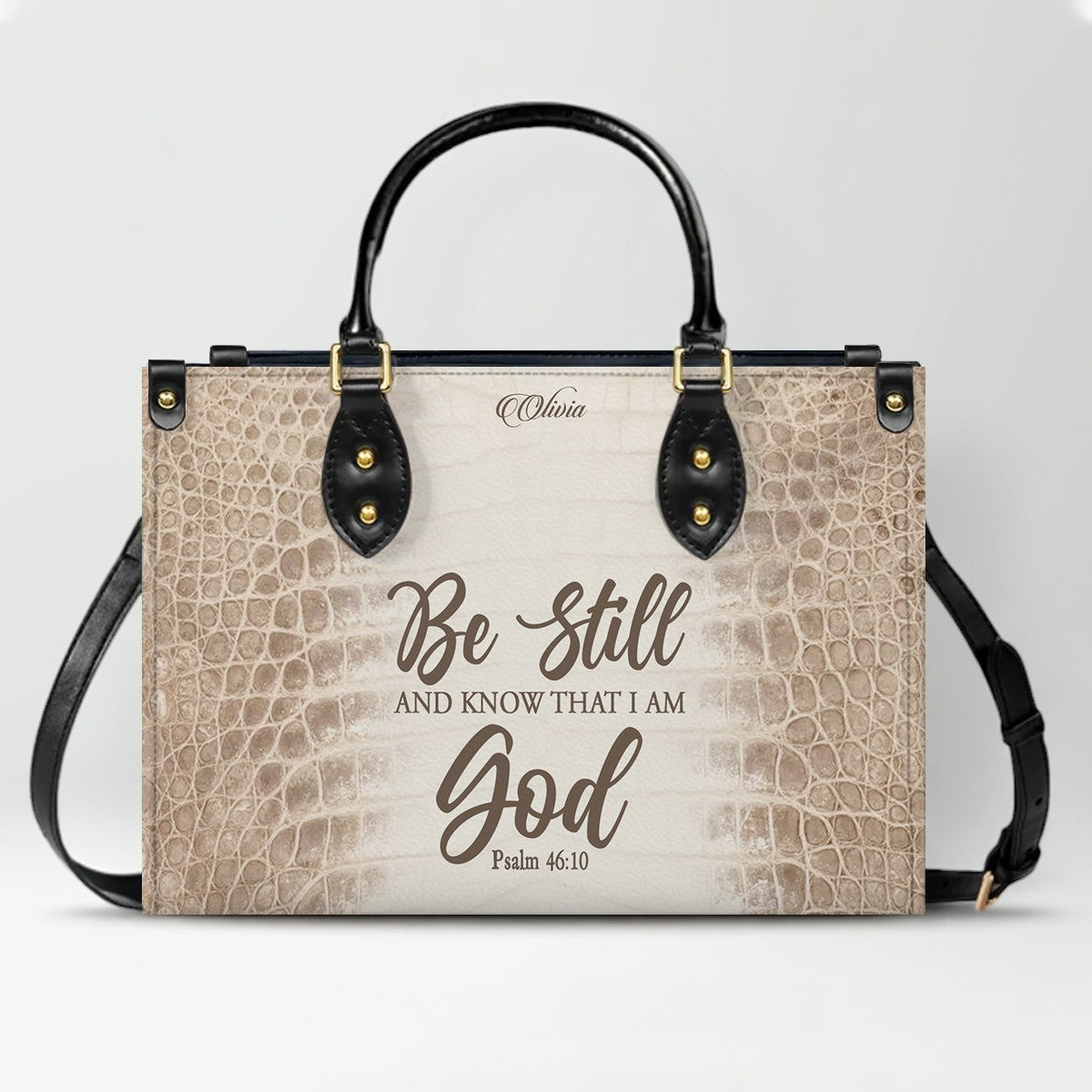 Personalized Christian Leather Handbag & Long Wallet Set – Custom Bible Verse Gift for Women