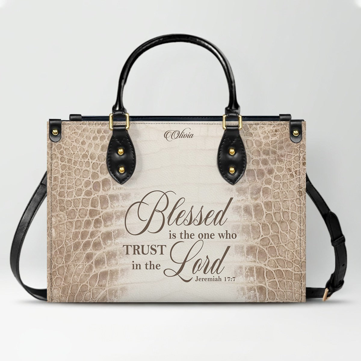 Personalized Christian Leather Handbag & Long Wallet Set – Custom Bible Verse Gift for Women